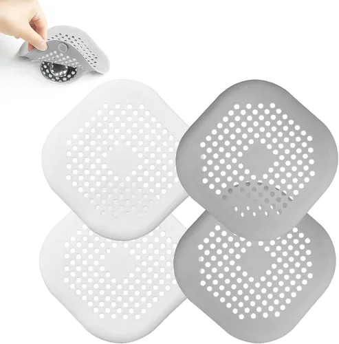 Miniatura 12 de 4 Piezas de Captador de Pelo para Desagüe de Ducha, Tapón para Bañera, Protectores de Desagüe para el Hogar, Cubierta de Desagüe con Ventosa, Trampa