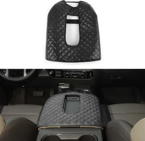 Funda para reposabrazos de consola central, compatible con Chevrolet Silverado y GMC Sierra 2019-2023, repuesto de consola de cuero, color negro
