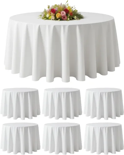 Miniatura 13 de BESTVIP Manteles redondos de poliéster de 60 pulgadas Se adapta a mesas de 20 a 48 pulgadas Funda decorativa lavable de tela para restaurantes