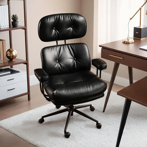 Miniatura 11 de HOOOWOOO Silla de Oficina Ergonómica, Silla de Escritorio Moderna de Computadora de Media Siglo, Silla Ejecutiva Cómoda con Asiento Extra Ancho