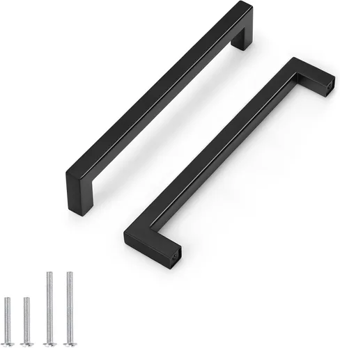 Miniatura 24 de Probrico - Tiradores cuadrados de acero inoxidable para puerta de armario o cajón, color negro, 0.5 pulgadas de ancho