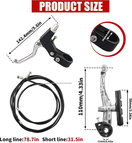 Miniatura 2 de Juego completo de frenos de bicicleta, cables de pinzas internas y externas, kit de palancas, frenos universales para bicicleta de montaña delantera