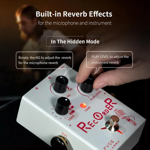 Miniatura 5 de FLAMMA FV05 Procesador de efectos vocales con grabadora de 70 minutos, puerta de ruido y efectos de reverberación para guitarra vocal, looper, pedal