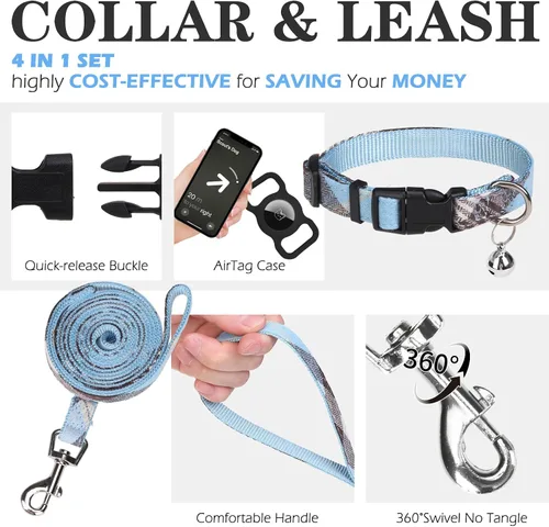 Miniatura 2 de EXPAWLORER Arnés Clásico a Cuadros para Cachorros - Conjunto de Arnés y Correa para Perro Pequeño - Conjunto de Collar y Correa para Perro