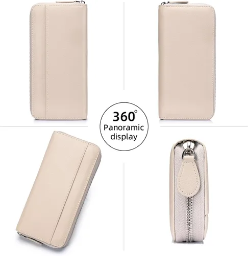 Miniatura 2 de RFID Blocking Womens Zipper Wallet Leather Large Capacity Billfold Clutch Zip Around Wallets for Women