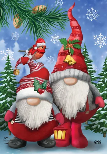Briarwood Lane - Bandera para casa con enanos de invierno, temática de Navidad, con gorro de Santa, humor, 28 x 40 pulgadas Gnomos de invierno