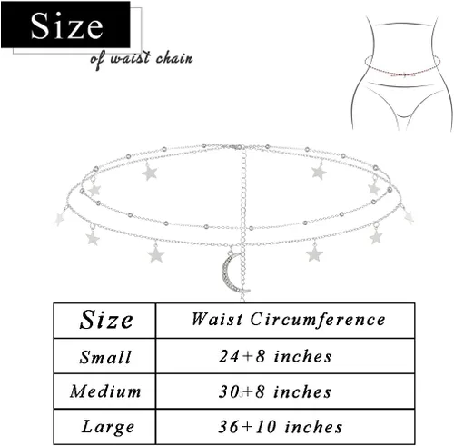 Miniatura 3 de Layered Moon Star Belly Chain Beads Waist Chain SilverGold Body Chain Jewelry Accessories for Women and Girls
