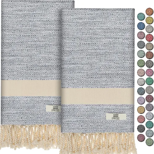 Miniatura 26 de EPHESUS TOWELS Toallas de Mano - Juego de 2 18" x 30" - Toalla de Mano Turca Decorativa para Baño, Cocina, Invitados, Cara, Cabello, Té, Paño