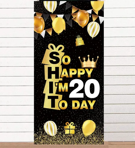 Miniatura 17 de So Happy I'M 13 Today - Pancarta de fondo de oro negro con corona de hallo decimotercera alegría a 13 años de edad, decoración temática para hombre