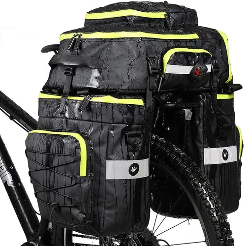 Miniatura 9 de Conjunto de bolsas de alforja de bicicleta Rhinowalk para portaequipajes de bicicleta, bolsa de sillín, bolsa de hombro, bolsa de alforja para Negro