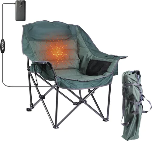 Miniatura 2 de Silla plegable de campamento, silla acolchada, silla de campamento de gran tamaño, silla de césped para adultos, bolsa de transporte resistente