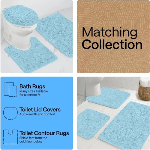 Miniatura 268 de Gorilla Grip - Tapete de baño de felpilla gruesa, suave y absorbente, secado rápido, de microfibra, con reverso de caucho, para piso de ducha, Nube