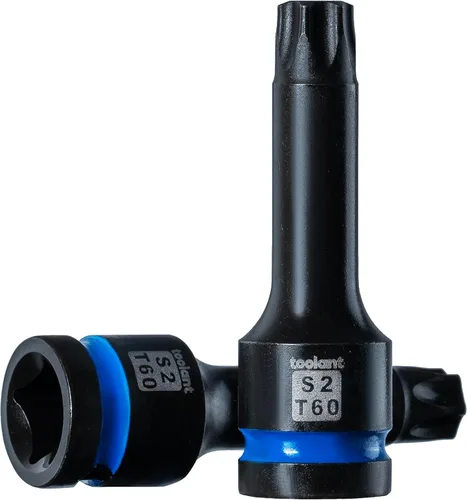 toolant Juego de enchufes de brocas de impacto Torx T60 2 piezas, enchufes de estrella de 1/2" de S2 de acero con accionamiento de aire, brocas