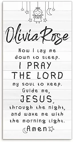 Miniatura 8 de I Pray The Lord Jesus Personalized Print - Custom Name Sign for Baby Shower and Nursery Room Print, Boho Themed Baby Room Sleep Display Gift, Wood