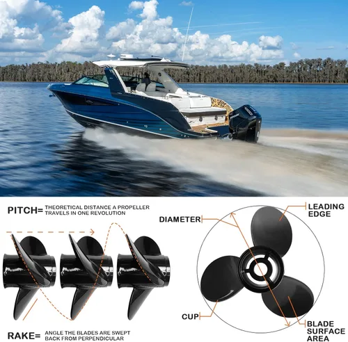 Miniatura 5 de NOVINO Hélice para barco Mercruiser Alpha One/Bravo One y motores fueraborda Mercury 135-300HP 2 y 4 tiempos, hélice de aluminio para barcos 15