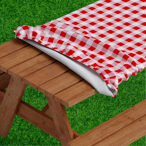 Miniatura 10 de Sorfey Mantel de picnic ajustado con elástico, vinilo con reverso de franela, se adapta a mesa de 48 x 24 pulgadas, rectangular, a prueba de agua