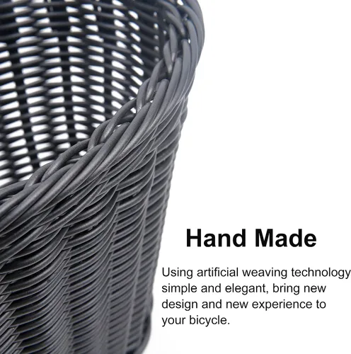 Miniatura 5 de Cestas de plástico tejidas para bicicletas, cesta delantera en forma de D para bicicleta Contenedor de almacenamiento para manillar con 2 correas