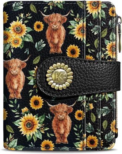Miniatura 12 de Kelvoris Cartera pequeña Rfid para mujer, plegable, con cremallera, bolsillo para monedas, piel sintética, compacto, para tarjetas de crédito