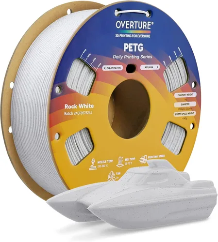 Miniatura 49 de OVERTURE - Filamento PETG de 1/16 de pulgada (1.75 mm) para impresora 3D y FDM, bien enrollado, duradero, carrete de 4.4 libras, dureza firme