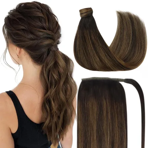Miniatura 22 de Ve Sunny - Extensión de cabello humano real con pinza, extensiones de cabello lacio con clip, color marrón moca, 20 pulgadas, 2.82 oz