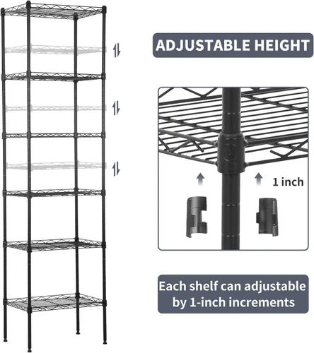 Miniatura 4 de Estantería de alambre ajustable de 6 estantes, estantes de almacenamiento de capacidad de 600 libras para armario, estante de alambre de cocina