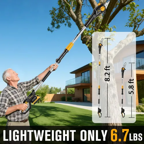 Miniatura 6 de HEINPRO Sierra de Poste Inalámbrica de 8 Pulgadas Compatible con Batería Dewalt de 20V MAX, Sierras de Poste Eléctricas para Poda de Árboles