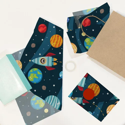 Miniatura 6 de Pro Supply Global Space Astronaut Papel de Seda Impreso para Bolsas o Cajas de Regalo y Envoltura - Papel de Seda Decorativo a Granel para Embalaje