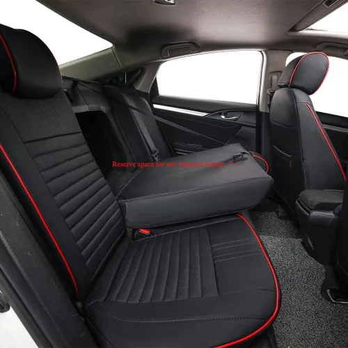 Miniatura 11 de EKR - Fundas de asiento de automóvil a la medida para Honda Civic Sedan, Sport, LX - Cuero sintético (negro)