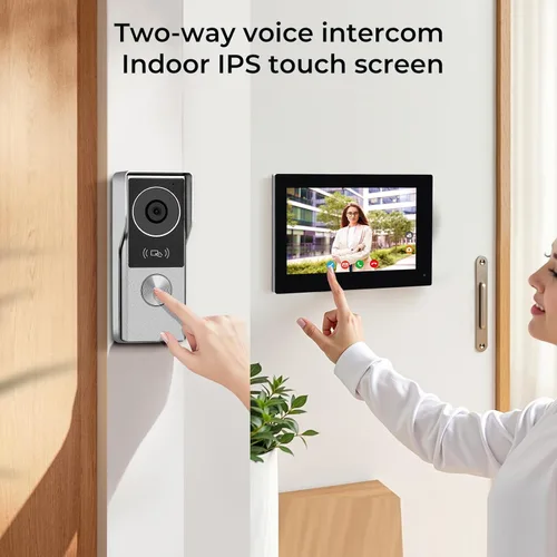 Miniatura 3 de Sistema de intercomunicación de video con 2 cables con pantalla táctil dual de 7 pulgadas, cámara HD 1080P y gran angular de 130°, llamadas Plata62