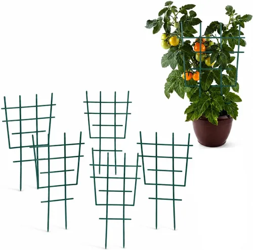 DOITOOL Enrejado de plantas pequeñas, paquete de 5 mini soportes para plantas en macetas para enredaderas, enrejado de jardín de plástico, malla de
