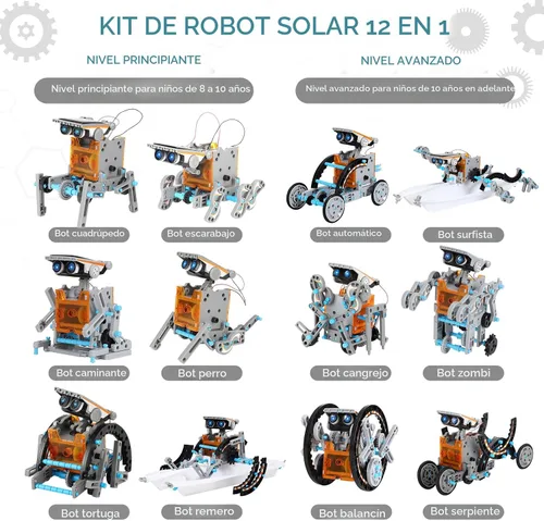 Miniatura 7 de Lucky Doug Kits de energía solar, juguetes para niños de 8 a 13 años, kit de robot STEM, regalos para niños de 8, 9, 10, 11, 12, 13 años, juego gris