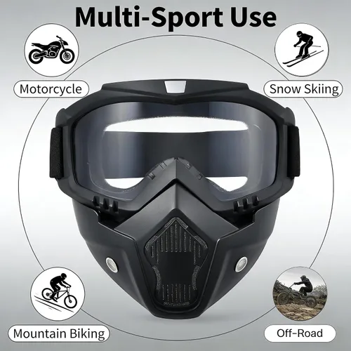 Miniatura 3 de Máscara de paintball anti niebla, máscara de Airsoft para cara completa, máscara táctica, gafas de casco de motocicleta con máscara facial extraíble