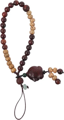 UKCOCO Cordón para teléfono de madera de sándalo para muñeca, soporte universal para funda de teléfono, correa de cordón antipérdida de estilo chino