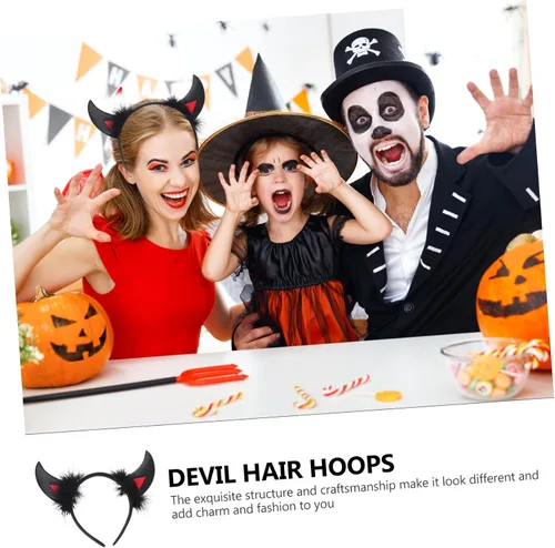Miniatura 7 de NOLITOY 18 Pcs Halloween Headband Ox Horn Buckle Devil Horns Headband Horn Cosplay Headband Devil Headband Kids Hair Accessories Angel Headdress