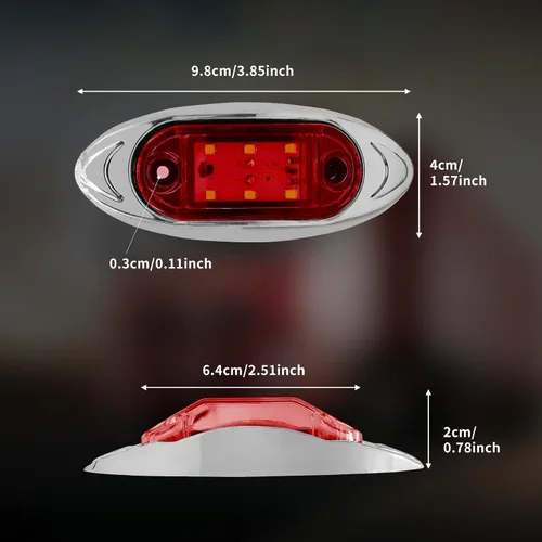 Miniatura 6 de Luz LED de marcador de remolque lateral de camión, 6 LED, lámpara de marcador de liquidación para camiones resistentes, remolques, caravanas, Rojo