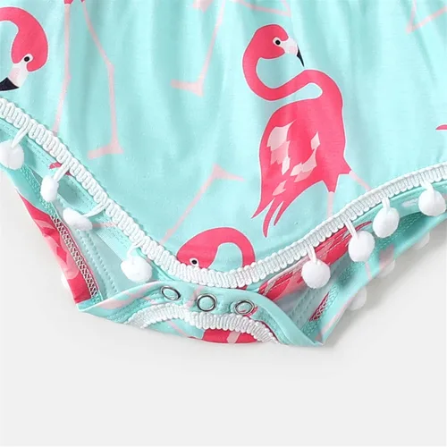 Miniatura 4 de PATPAT Mameluco floral sin mangas con borlas y pompón para bebé, conjunto con diadema de 0 a 18 meses