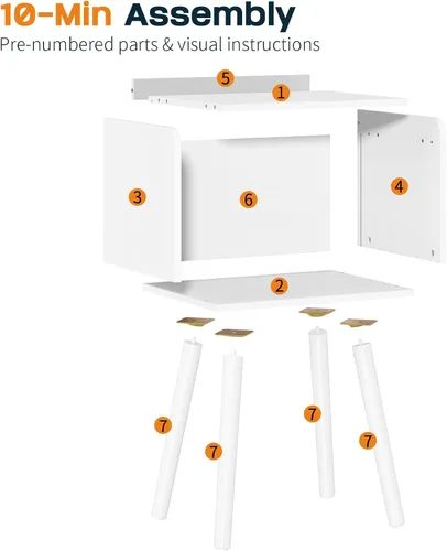 Miniatura 7 de Yoobure Mesita de noche moderna de mediados de siglo para espacios pequeños - Mesa auxiliar pequeña con estante de almacenamiento, Mesa auxiliar