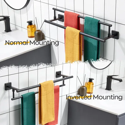 Miniatura 6 de KOKOSIRI Toalleros de baño de 24 pulgadas, soporte para toallas de baño de bronce aceitado, estantes de acero inoxidable montado en la pared