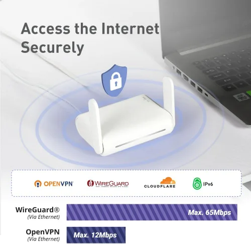 Miniatura 11 de GL.iNet GL-SFT1200 (Opal) Enrutador WiFi Portátil de Viaje, Mini Enrutador Inalámbrico VPN para Módem de Fibra Óptica, Repetidor WiFi de Internet