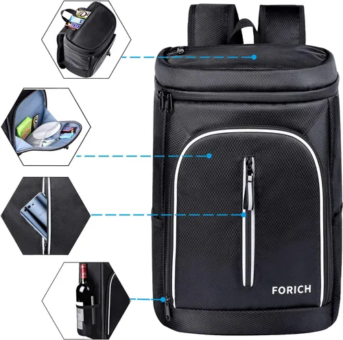 Miniatura 4 de FORICH - Mochila térmica suave, con aislamiento impermeable, a prueba de fugas, mochila portátil de tamaño pequeño para trabajar, almuerzo, viajes