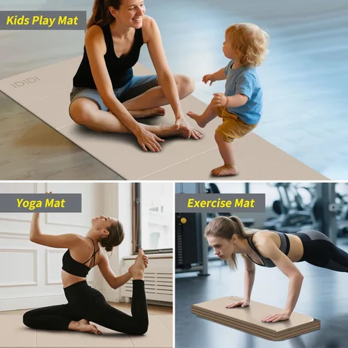 Miniatura 7 de Tapete plegable extra grande de yoga y fitness de 0.315 pulgadas (74 x 31.5 x 0.32 pulgadas), tapete de pilates ligero y antideslizante de doble