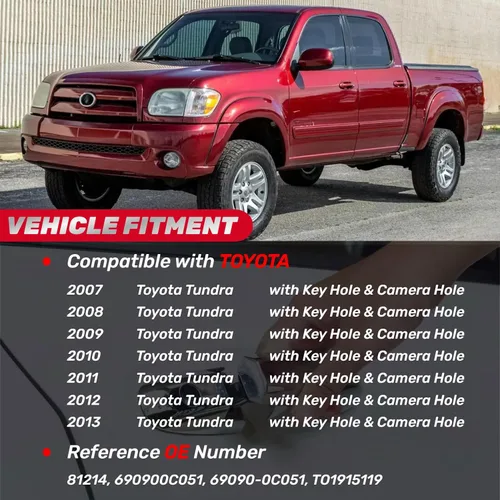 Miniatura 2 de Manija de compuerta trasera para Toyota Tundra 2007 2008 2009 2010 2011 2012 2013, con orificio para cámara de respaldo y orificio de cerradura que
