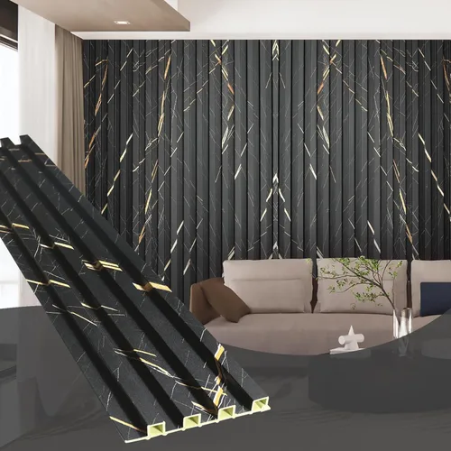 Miniatura 36 de OUZUGIE WPC Paneles de Pared de Rejilla Acústica, Paquete de 8 Paneles de Pared 3D de 114 x 6 Pulgadas para Decoración de Paredes Interiores, Sala