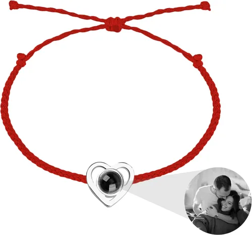 Miniatura 9 de JINLIN Pulseras de proyección personalizadas, pulseras de fotos personalizadas para mujeres y hombres, pulsera con texto en inglés "I Love You