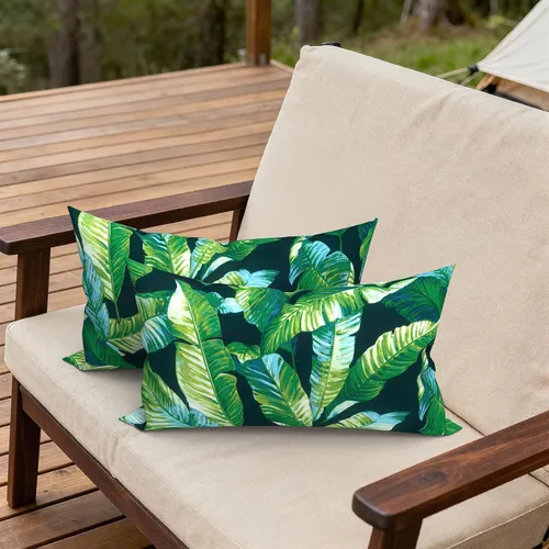 Miniatura 870 de Juego de 2 almohadas para exteriores de 16 x 16 pulgadas, repelentes al agua con interiores, para muebles de patio, hogar, jardín, geometría bohemia