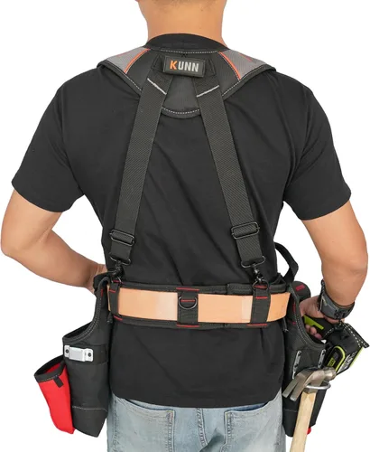 Miniatura 7 de KUNN Cinturón de herramientas con suspensión y pulsera magnética para carpintero, electricista (Color Gris)