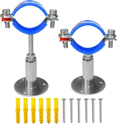 Miniatura 13 de Soportes de tubería de montaje en techo para montaje en pared, abrazaderas de tubo ajustables, perchas, acero inoxidable 304, 2 piezas adecuadas