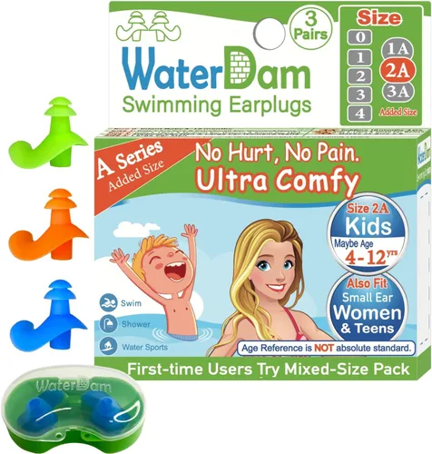 Miniatura 15 de WaterDam A-Series - Tapones de natación para los oídos, ultra cómodos, grandes, impermeables