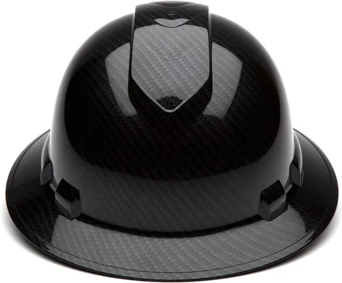 Miniatura 3 de Pyramex Ridgeline - Casco duro de ala completa, suspensión de trinquete de 4 puntos, patrón de grafito negro brillante