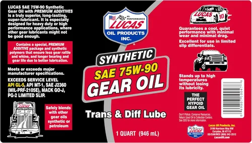 Miniatura 3 de Lucas Oil 10047 SAE 75 vatios 90 lubricante de diferencial y transmisión sintética, 1 cuarto, Multi